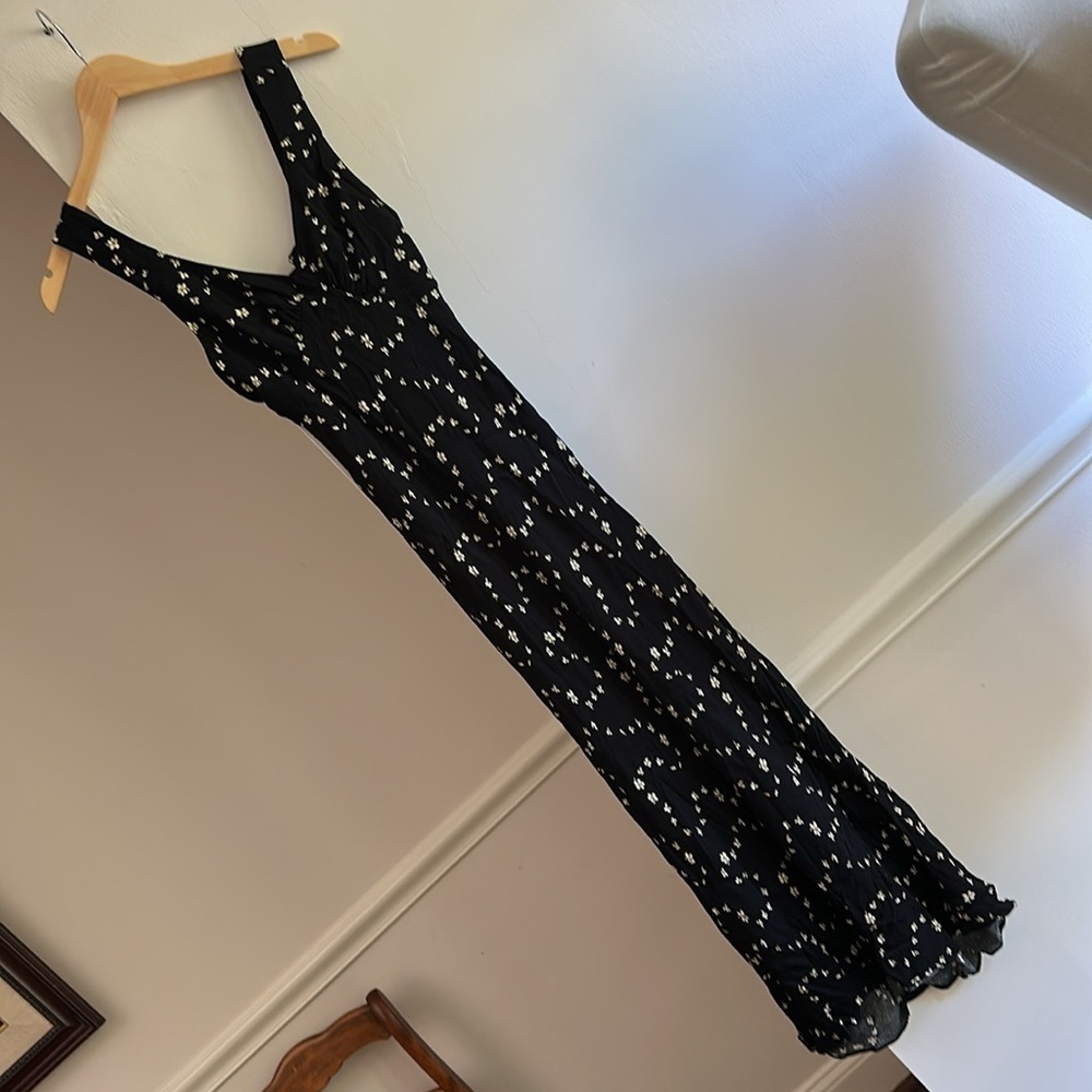Reformation CalVine floral maxi dress in breezy Black with cream flowers XS EUC - Picture 2 of 7